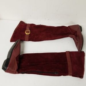 Lepo Shoes Burgundy Leather Over The Knee Boots 8
